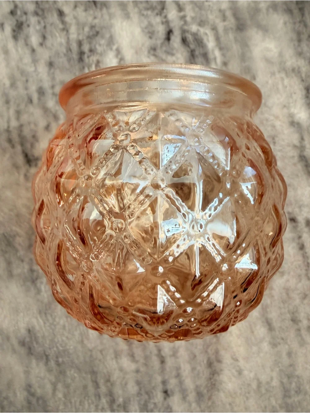 Set of 17 Vintage Style Pink Pressed Glass Votive Candle Holders Diamond Pattern